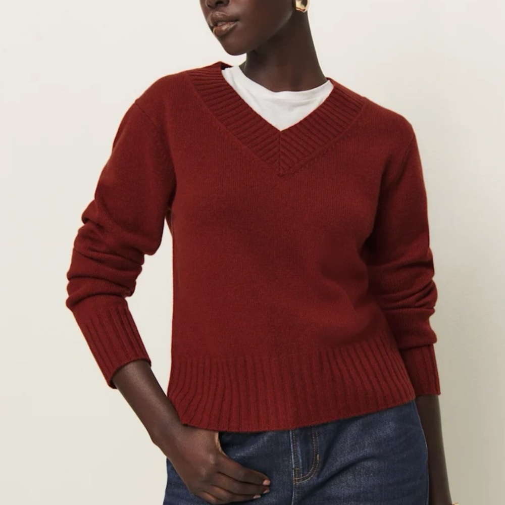 NWT Reformation Dulce Cashmere V Neck Sweater Color Fig Jam